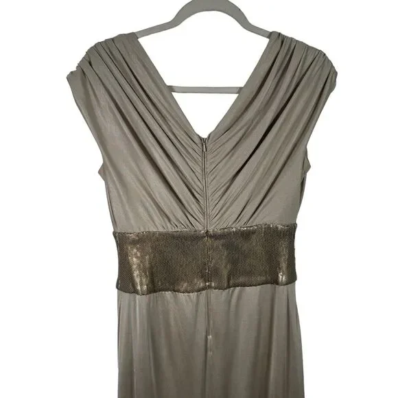 Tadashi Shoji Gold Sequin Maxi Dress Party Cocktail Wedding Guest Womens Medium - Picture 7 of 7